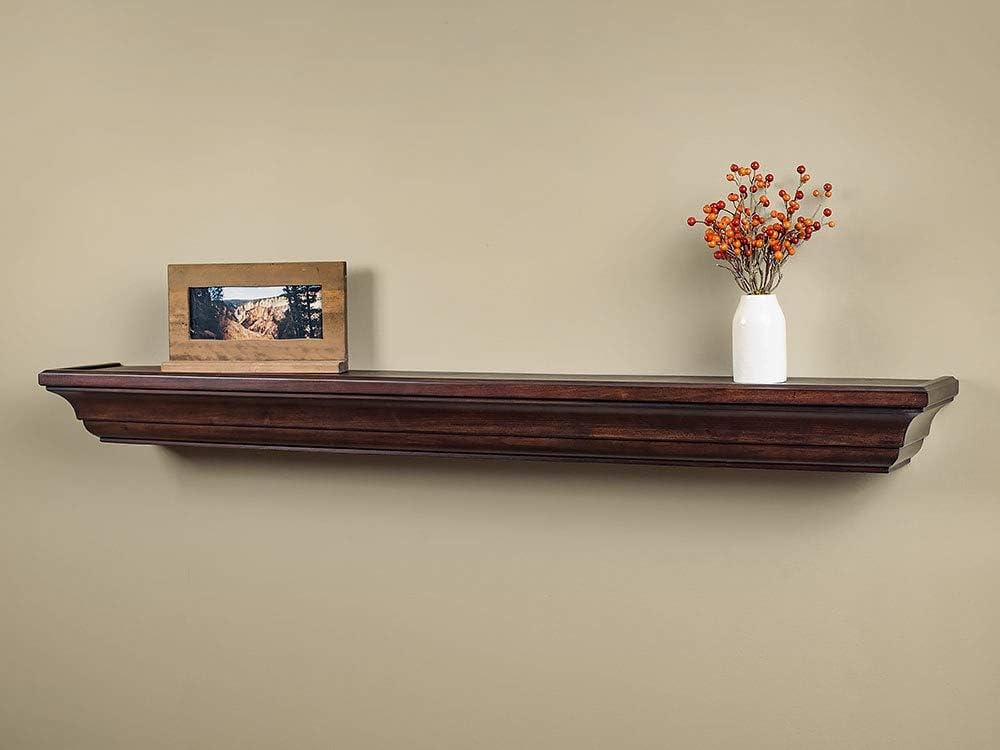 Colton Floating Fireplace Pine Hardwood Mantel Shelf - Chocolate Color 60
