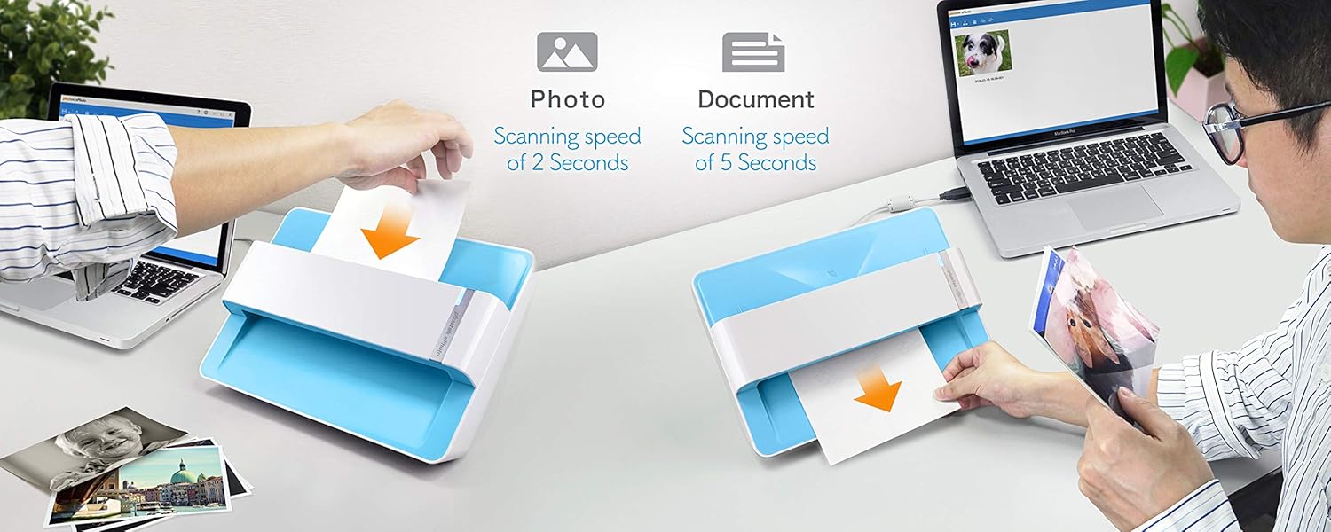 Plustek Photo Scanner - ephoto Z300, Scan 4x6 Photo in 2sec, Auto Crop and Deskew with CCD Sensor. Support Mac and PC