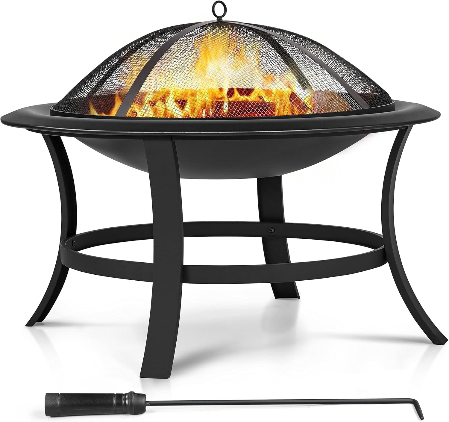 Yaheetech 29'' Fire Pit Outdoor Fire Pits Wood Burning Firepit for Outside with Grate & Spark Screen Cover for Patio, Backyard, Porches, Camping