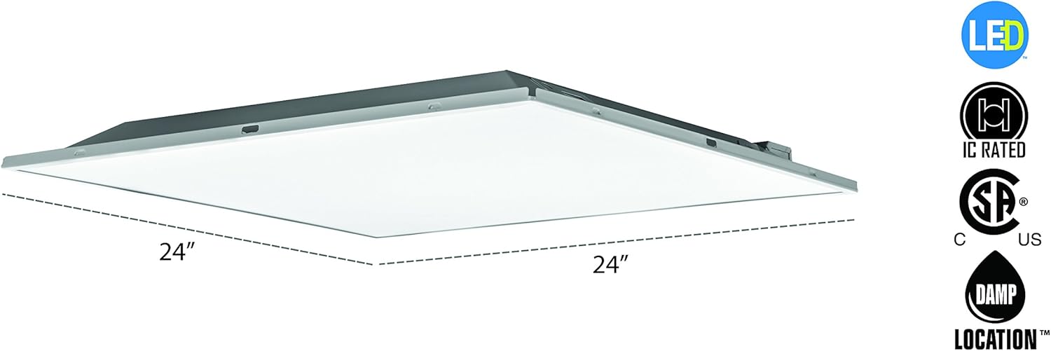 Lithonia Lighting 2ALT2 3400LM MVOLT DIM 2-Foot By 2-Foot Fully Luminous LED Lay-In Troffer Light with Smooth White Lens, White Pack of 2