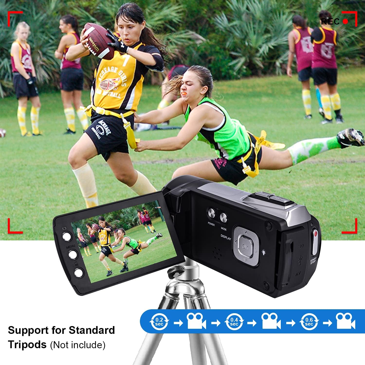 Video Camera Camcorder for Kids Full HD 1080P 12MP YouTube Video Camera 2.8 Inch 270 Degrees Rotatable Screen Digital Video Recorder Vlogging Camera Camcorders for Teens Children Beginners Pack of 2