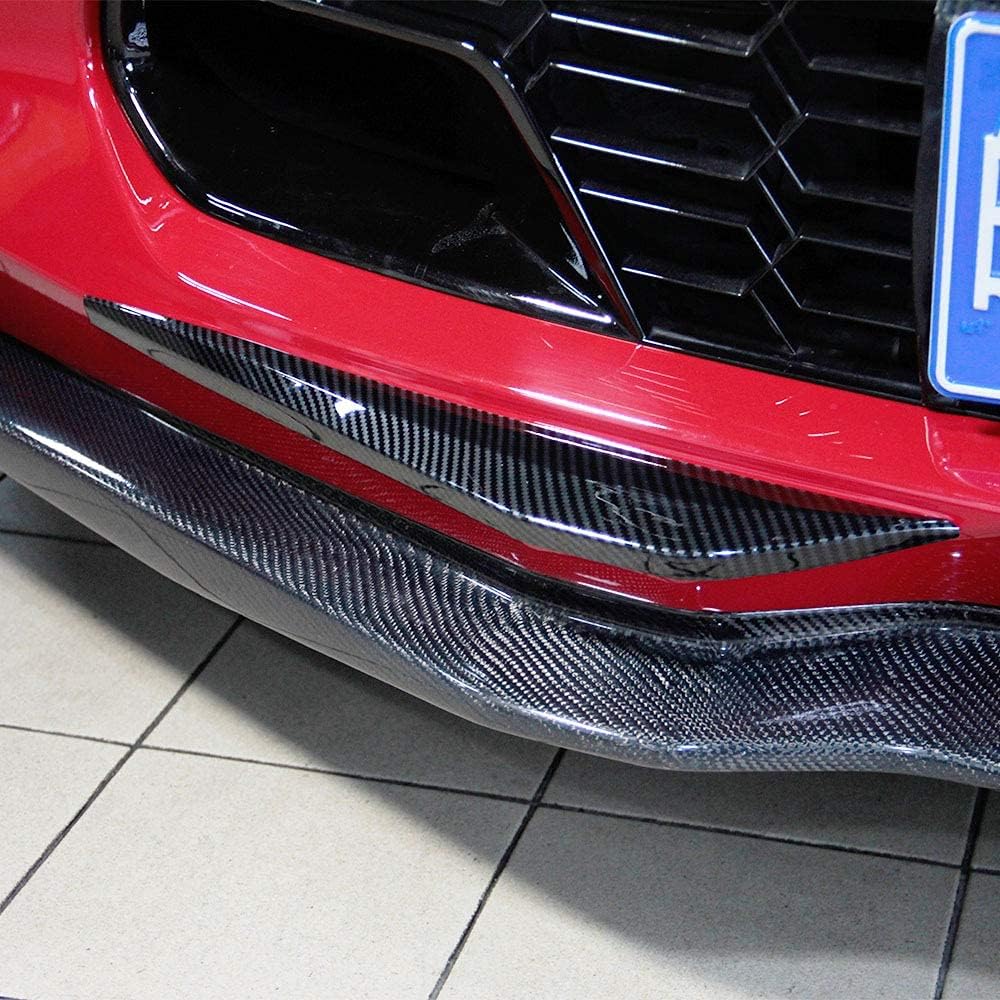 Justautotrim Carbon Fiber Look Cover Trims Accessories Front Bumper Bottom Corner for 2014 2015 2016 2017 2018 Chevrolet Corvette C7