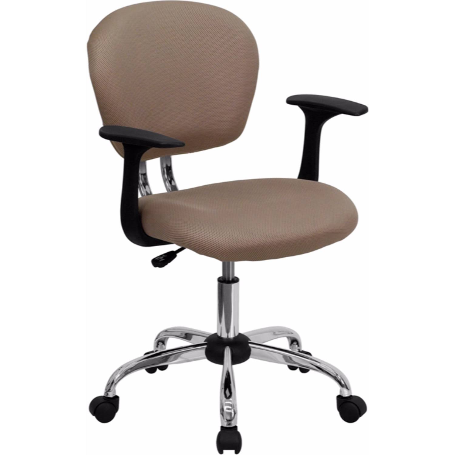 Offex Mid Back Coffee Brown Mesh Task Chair with Arms and Chrome Base