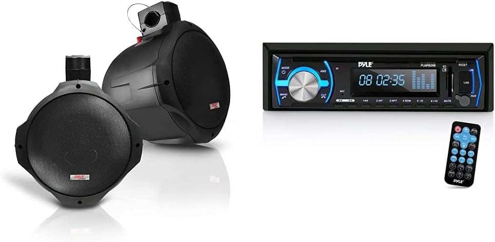 Waterproof Marine Wakeboard Tower Speakers - 6.5in Dual Subwoofer Speaker Set and 1” Tweeter with 200 Watt Power - 2-way Boat Audio Stereo System with Mounting Bracket - 1 Pair - PLMRW65 (White) Pack of 2