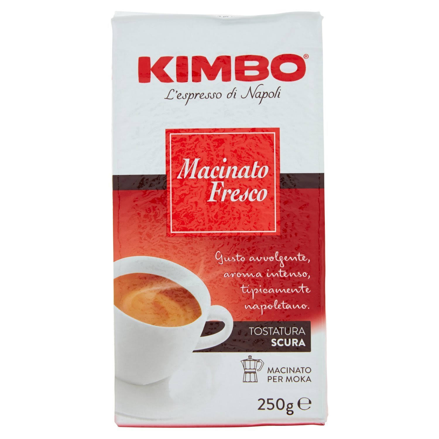 Kimbo Macinato Fresco Ground Coffee, Dark Roast, Tostatura Scura 20pk Case