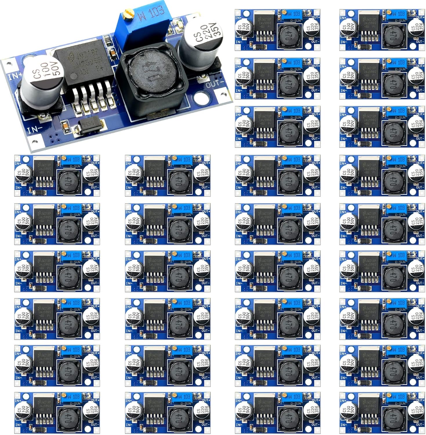 30 Pack LM2596 DC to DC Buck Converter DC Voltage Regulator Adjustable DIY Power Supply for Input 3.2V to 35V Output 1.25V to 30V 3A