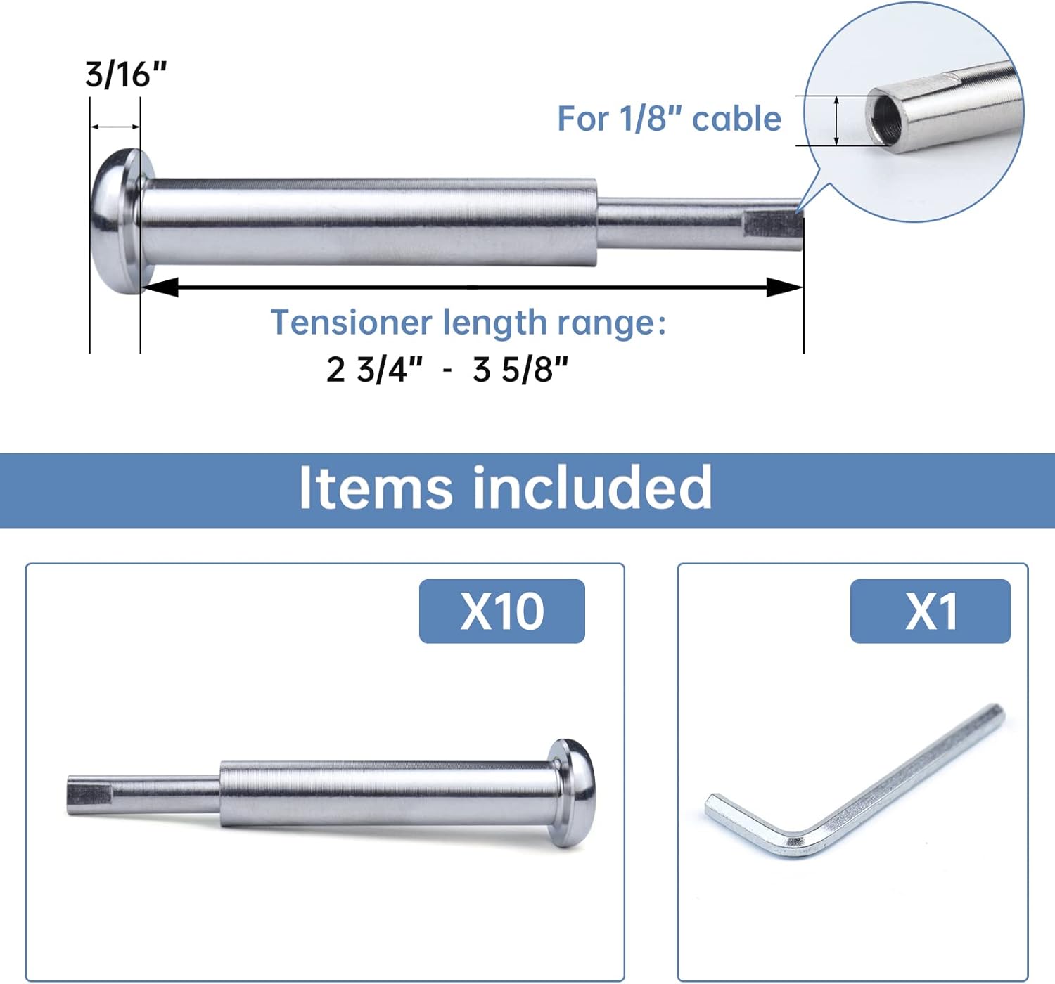 Muzata 10Pack Cable Railing kit Invisible 1/8