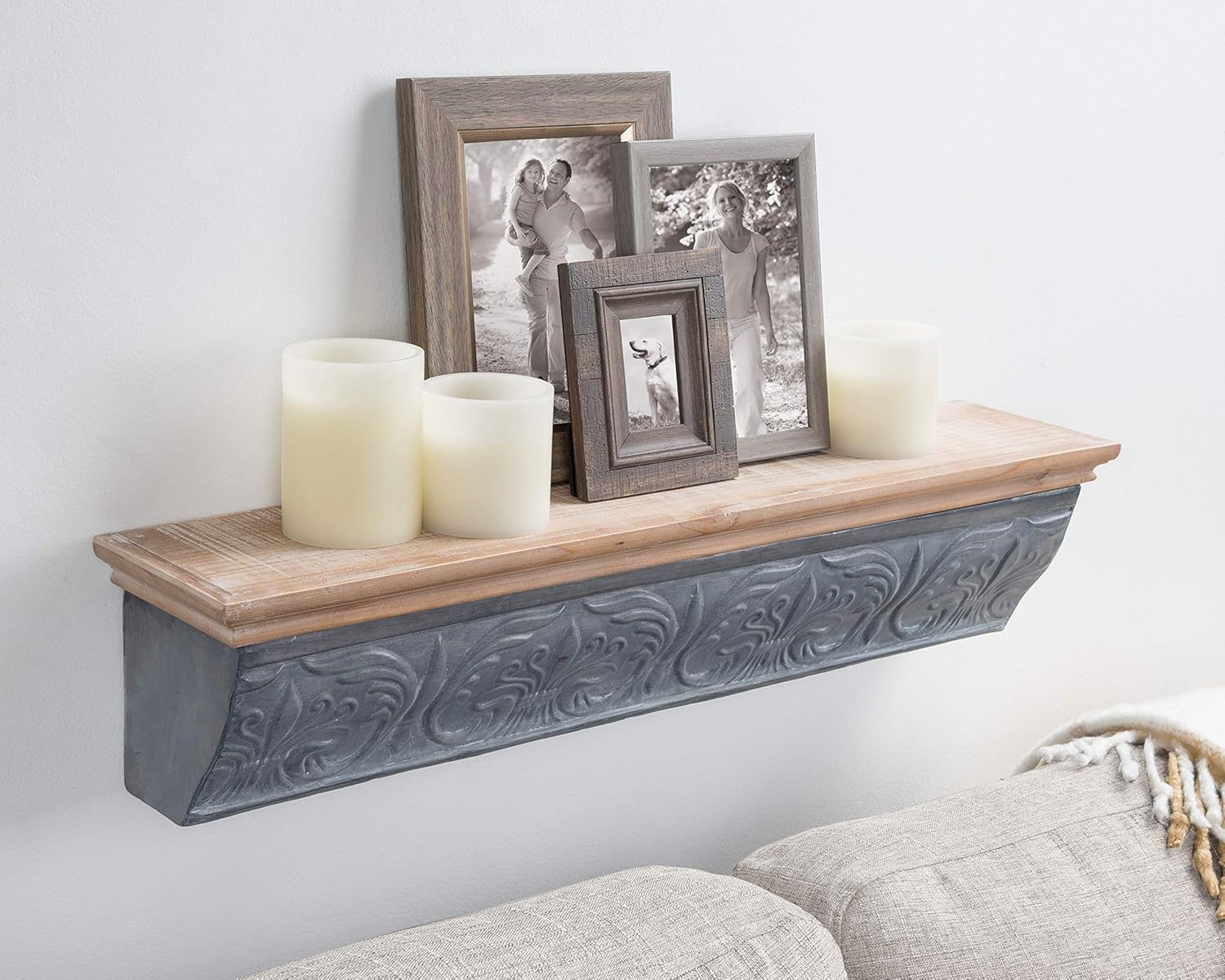 Kate and Laurel Gainsbrook Rustic Wall Shelf, 26 x 5.5 x 6, Rustic Brown, Decorative Farmhouse Decor for Storage and Display Pack of 2