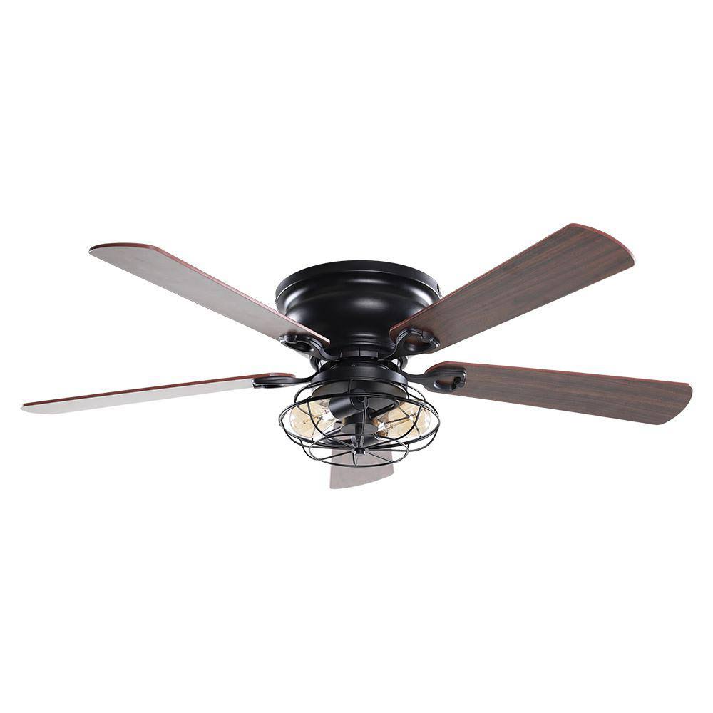 Parrot Uncle Borg 5-Blade 48 in. Black Ceiling Fan with Remote and Light Kit