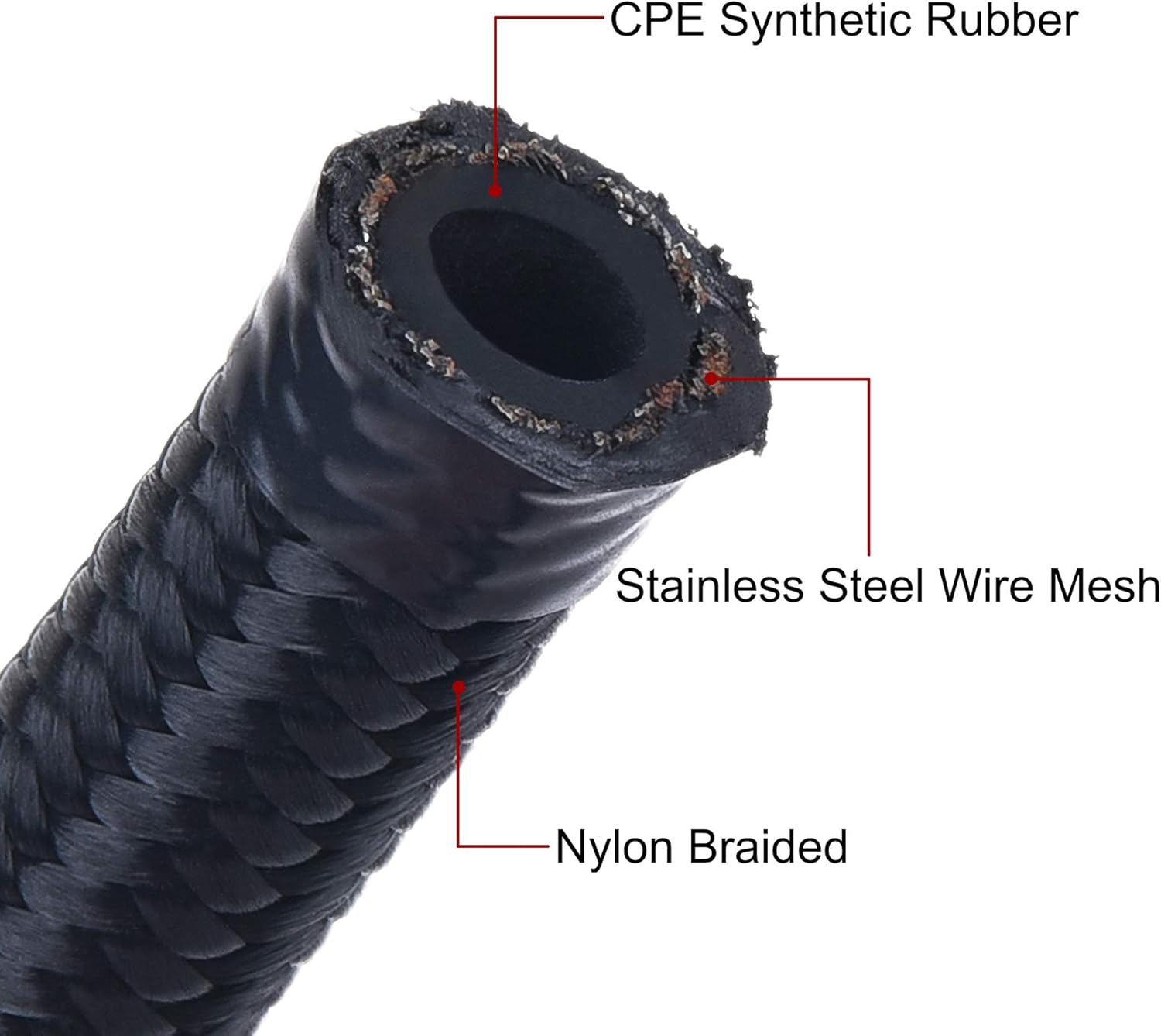 EVIL ENERGY 4AN Fuel Line Hose Nylon Braided Black CPE 10FT