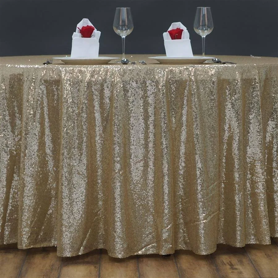 Balsacircle 108x22 Sequin Round Tablecloth - Champagne
