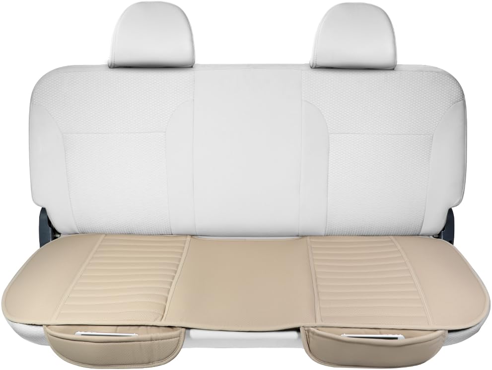 SOCAUNY Auto PU Seat Cover Beige Rear Seat Cushion Car Interior Accessories Breathable Back Cover for Vehicle Supplies Long Pad Mat