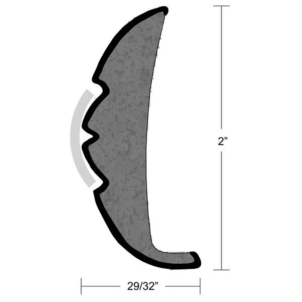 Taco V21-9906BKA60D 60&L x 2x22H x 7/8x22T Black Vinyl Rigid Flex Core Rub Rail