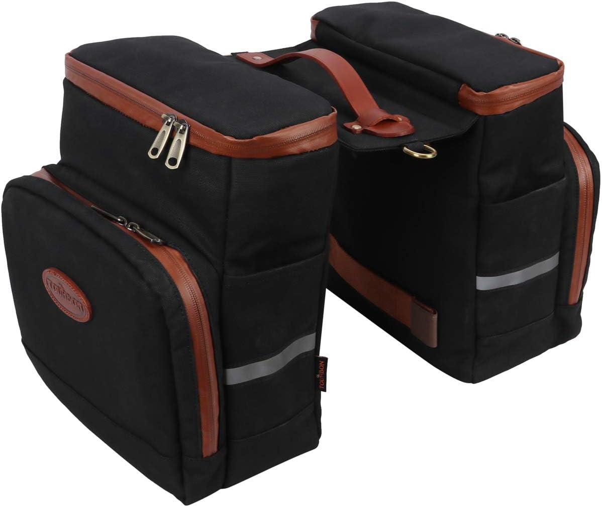 TOURBON Canvas Pannier Bicycle Rear Rack Back Seat Tail Insulated Trunk Cooler Double Bag