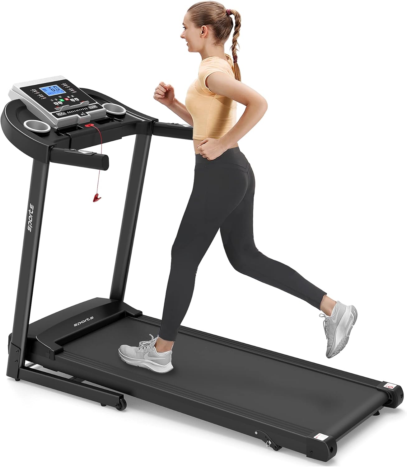 Folding Treadmill with Incline, Home Treadmill Foldable Compact Running Machine 9 MPH Max Speed with Ipad Holder