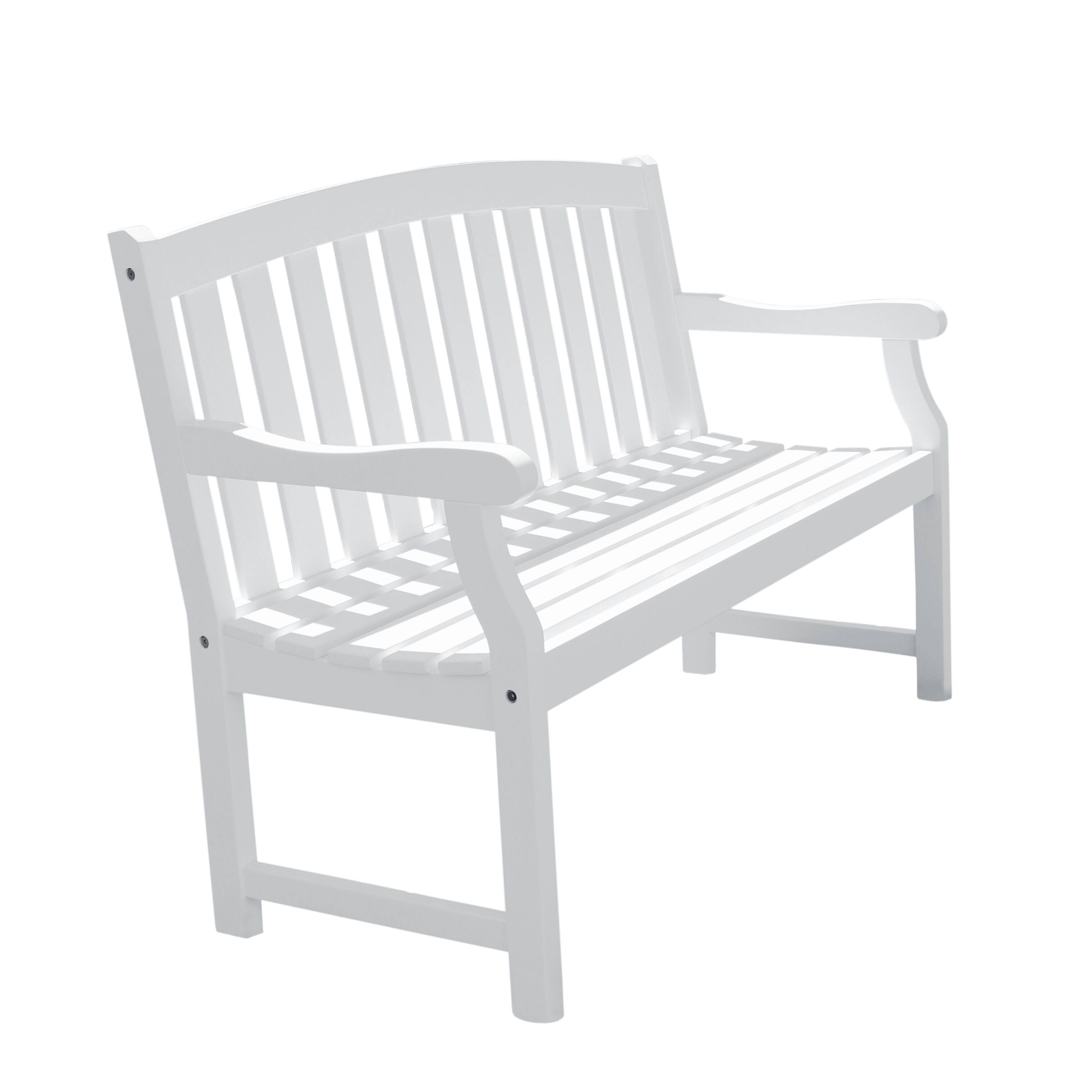 Vifah Bradley Acacia Outdoor Bench, White