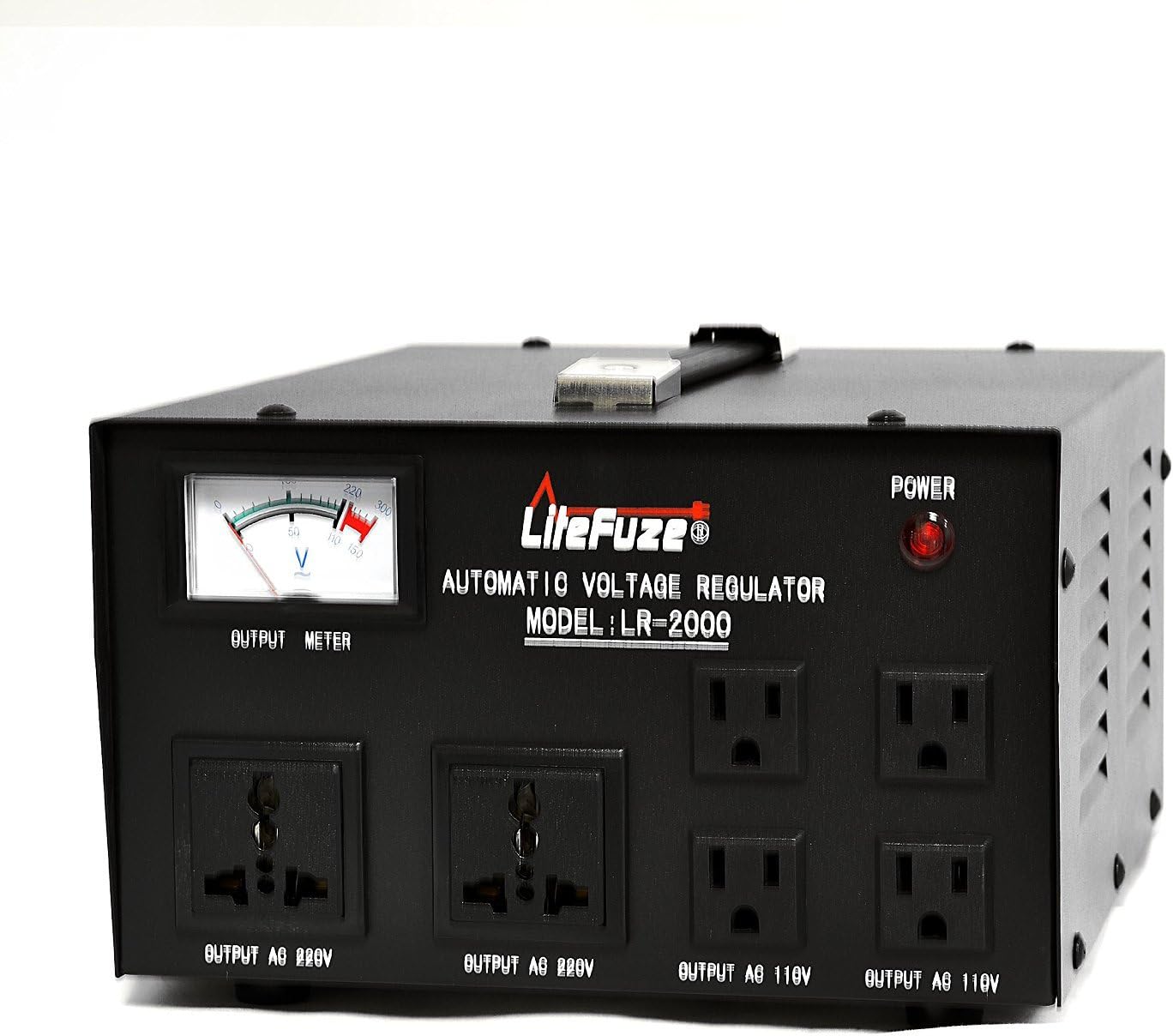 LiteFuze LR-3000 3000 Watt Voltage Regulator with Transformer Step Up/Down 110V/220V - IEC Detachable Cord - Circuit Breaker [5-Years Warranty] (LR-3000(DC))