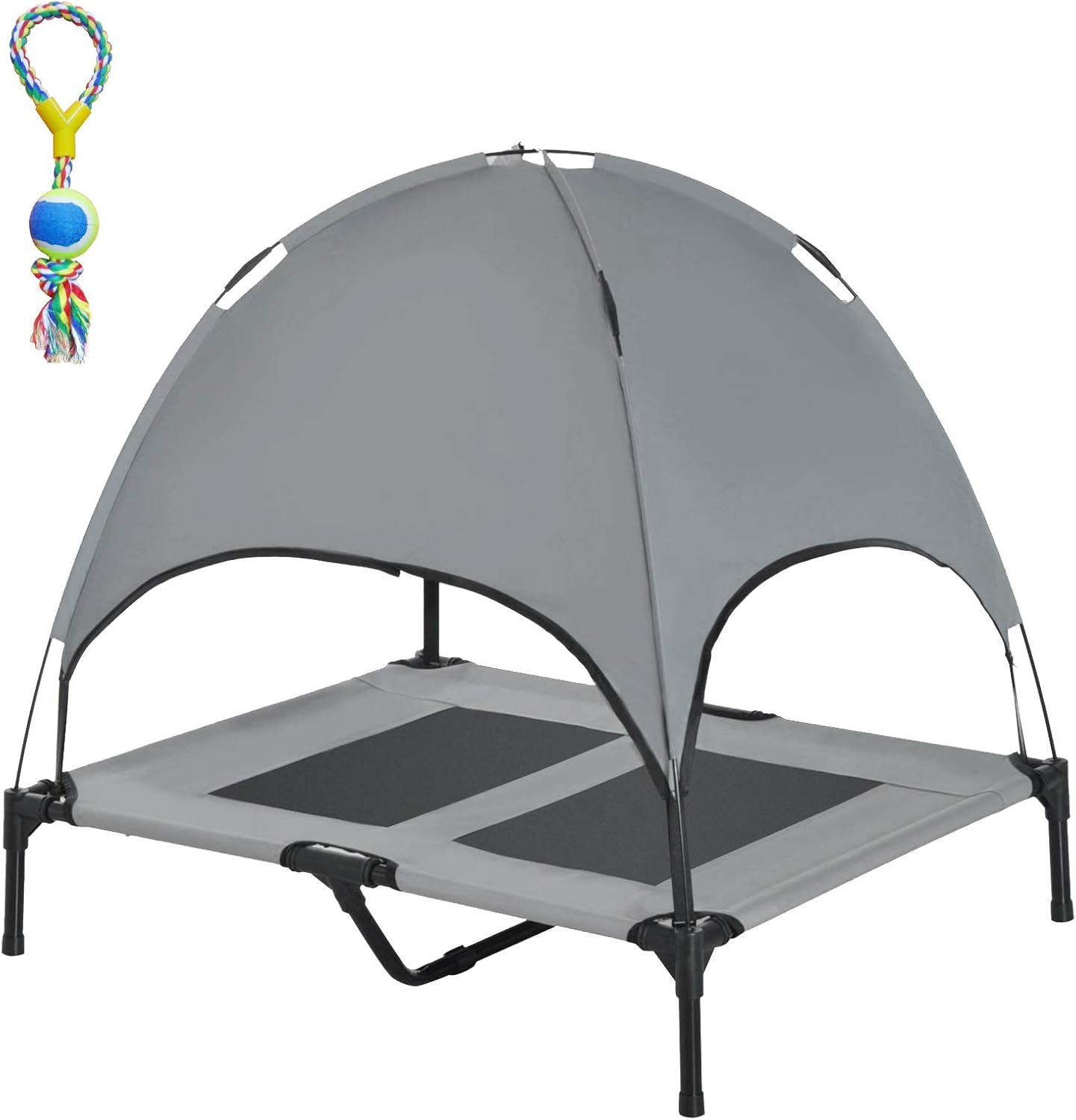 A.FATI Elevated Dog Bed,Cooling Raised Dog Bed Outdoor & Indoor Dog Cot Bed for Large Dogs with Removable Canopy Shade Tent with Extra Bag, Portable for Camping, Traveling, Beach, Training Use