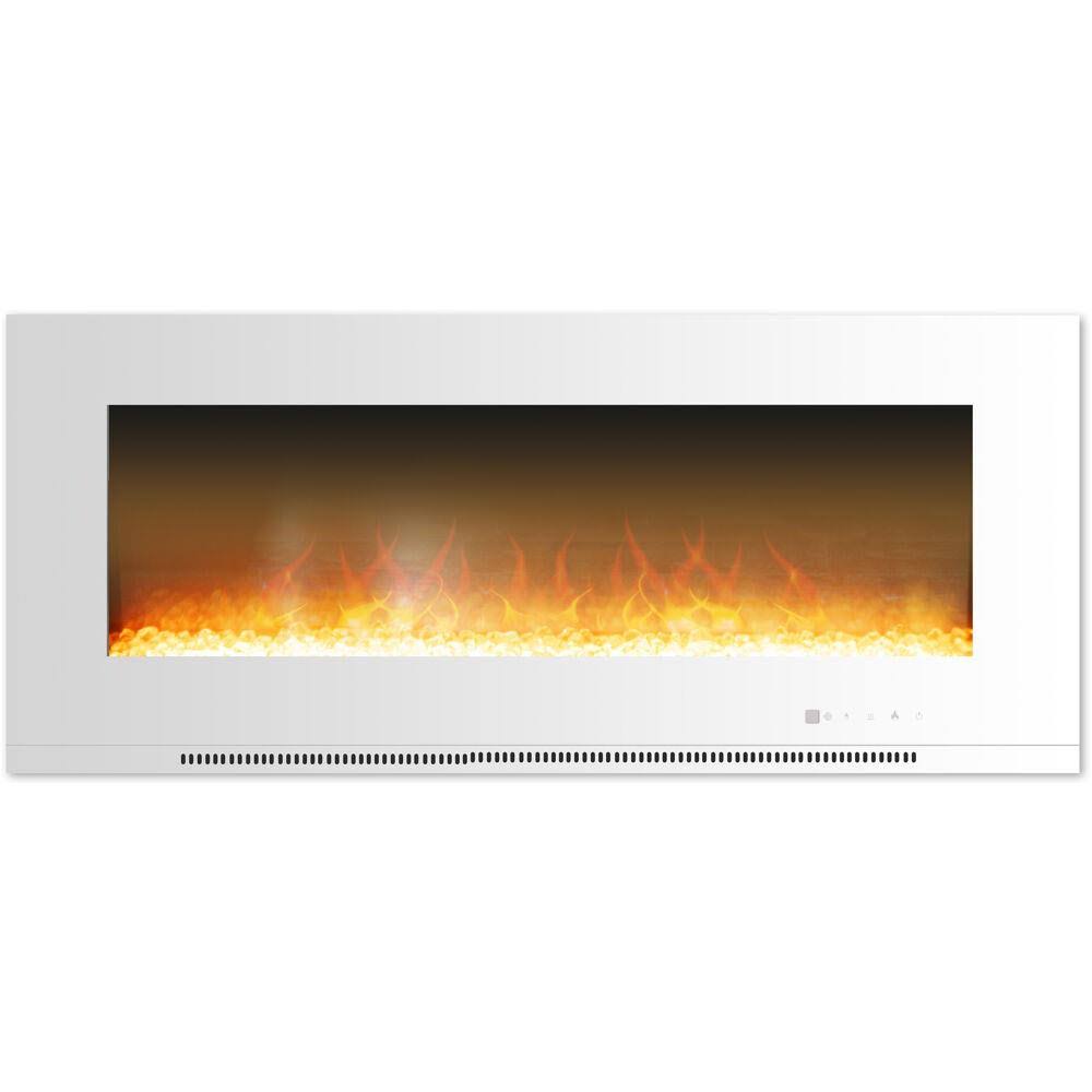 Cambridge 56x22 Wall Mount Electronic Fireplace with Crystal Rocks