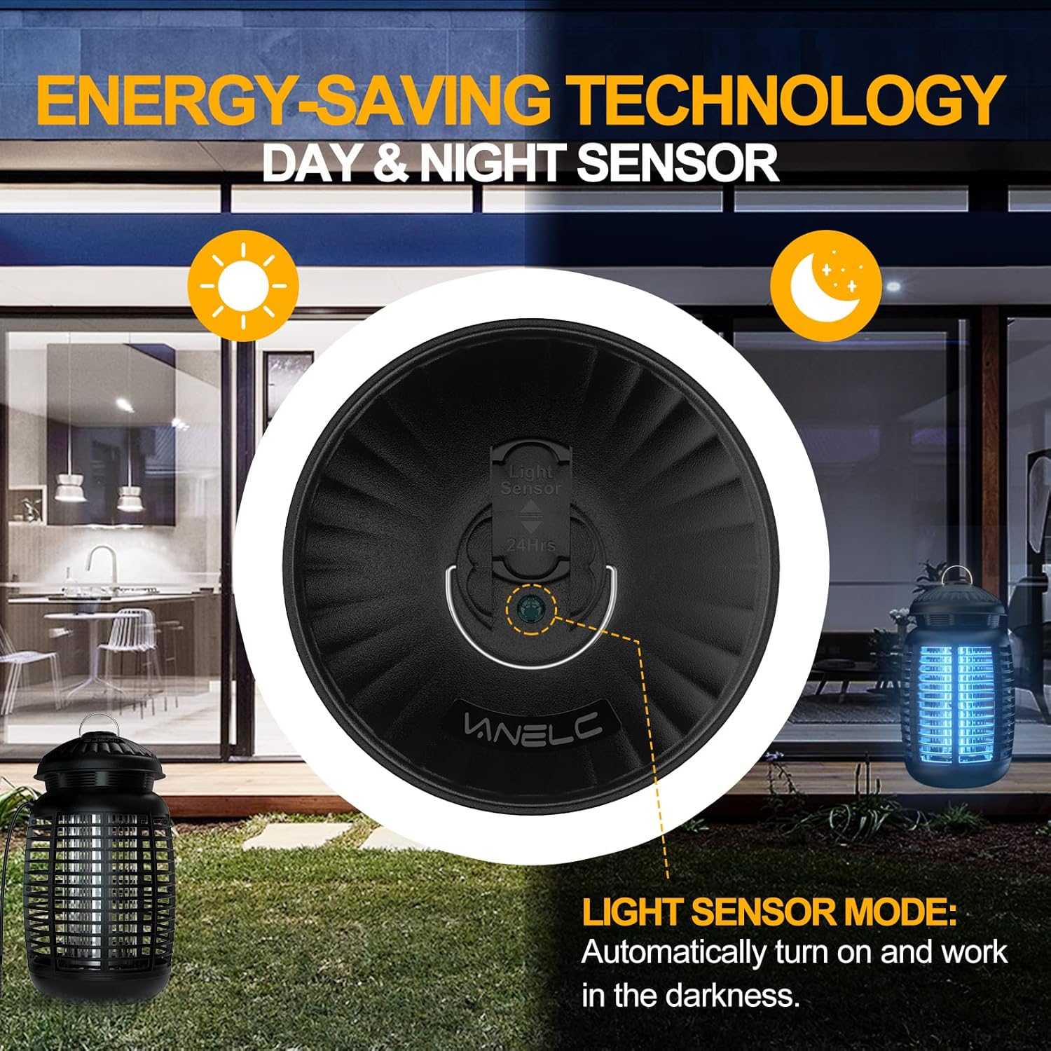 Bug Zapper with Light Sensor, Electric Insect Killer Waterproof 4200V Mosquito Zapper Outdoor, Fly Trap for Home Backyard Garden Patio