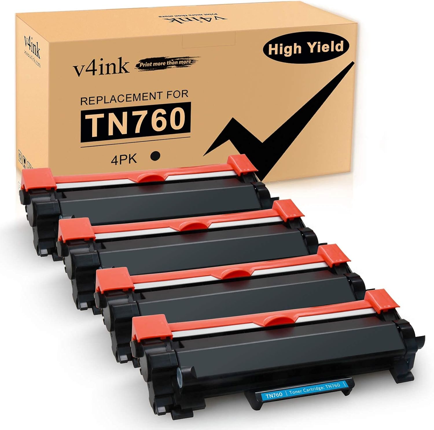 v4ink Compatible TN 760 Toners_Cartridges Replacement for Brother TN760 TN730 for HL-L2350DW HL-L2390DW HL-L2395DW HL-L2370DW DCP-L2550DW MFC-L2710DW MFC-L2730DW MFC-L2750DW (4-Packs) Pack of 2