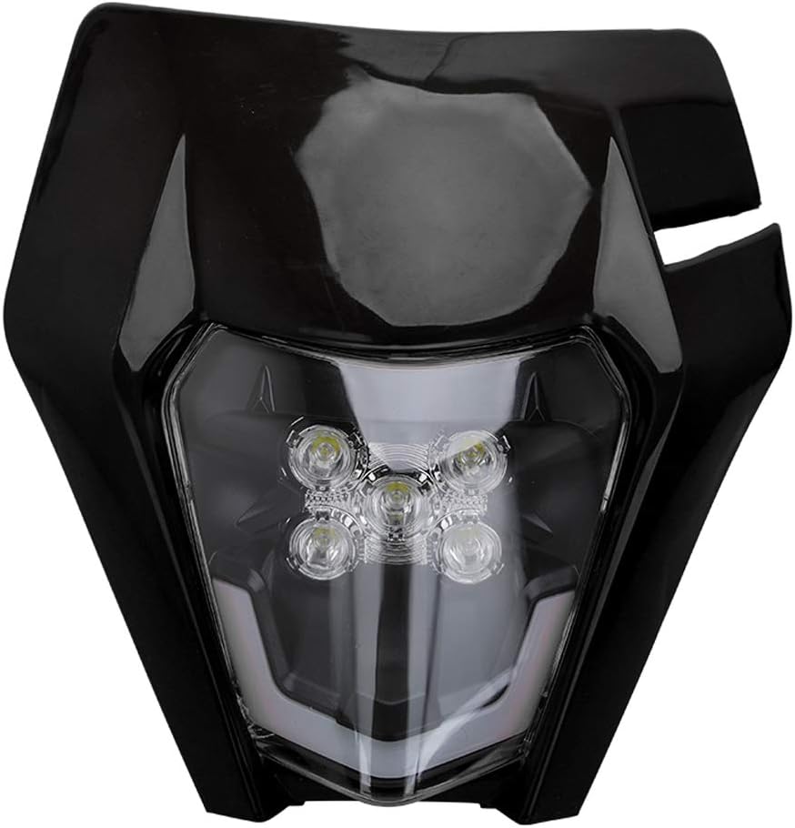 Motorcycle Headlight Headlamp Head Light Fairing For Universal Fit Most of Motorcycle Dirt Bike Dirt Bike Motocross Enduro Supermoto (black)