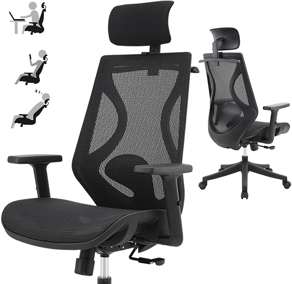 Ergonomic Office Chair Breathable Mesh Desk Chair ERGOUP Office Chair Home Desk Chairs Excelent Quality Lumbar Support Adjustable Task Chair with 3D Adjustable Armrest for Height Double Back Design