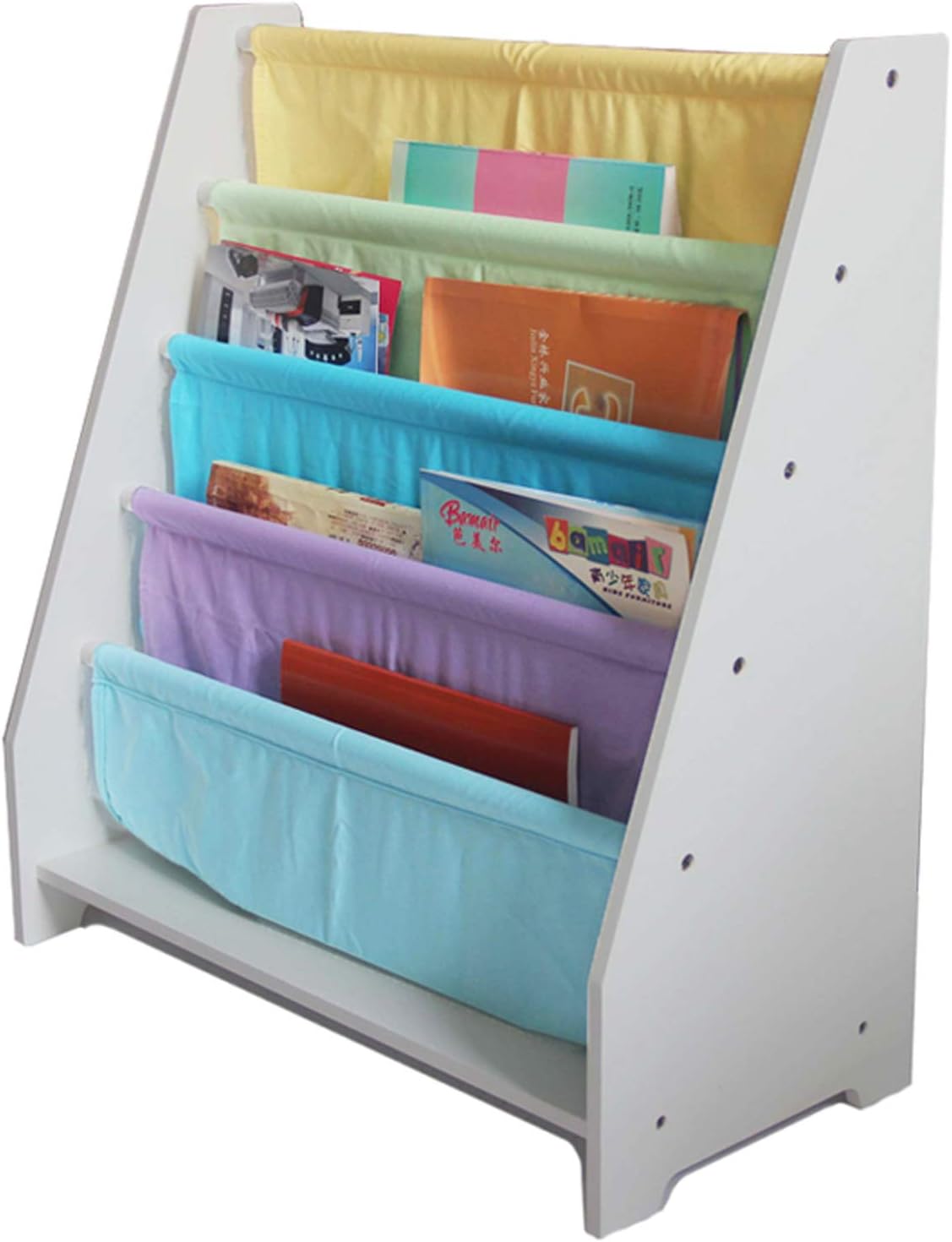 Xin Hai Yuan Wood Kids Book Shelf Sling Storage Rack Organizer Bookcase Display Holder 633070Cm, White