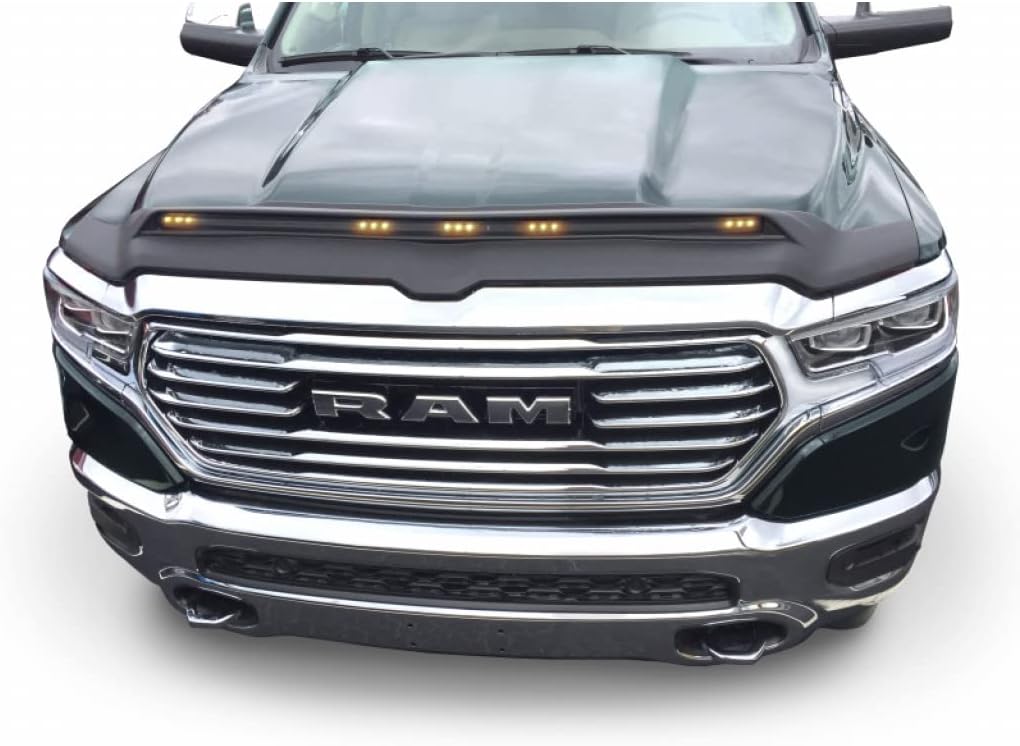 AVS For Dodge Ram 1500 2019-2021 Aeroskin Low Profile Hood Shield w/Lights Black | 753163