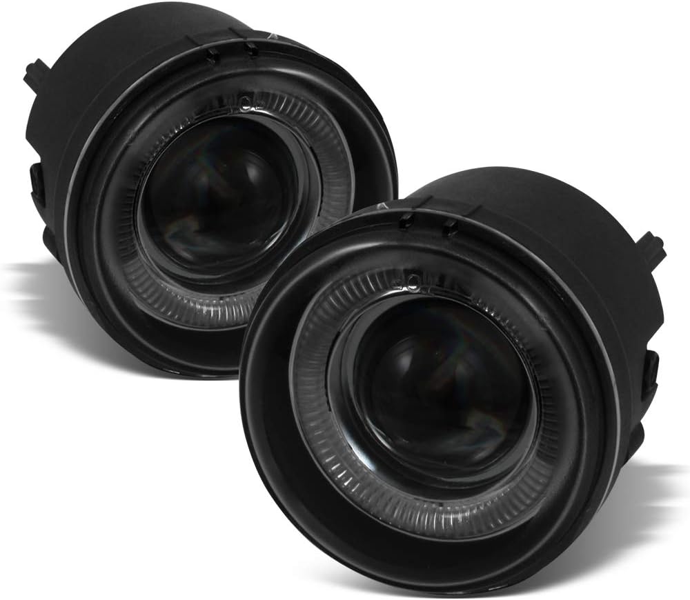 ACANII - For 2005-2009 Dodge Charger Caravan Caliber Nitro Smoked Lens LED Halo Projector Fog Lights Lamps Assembly