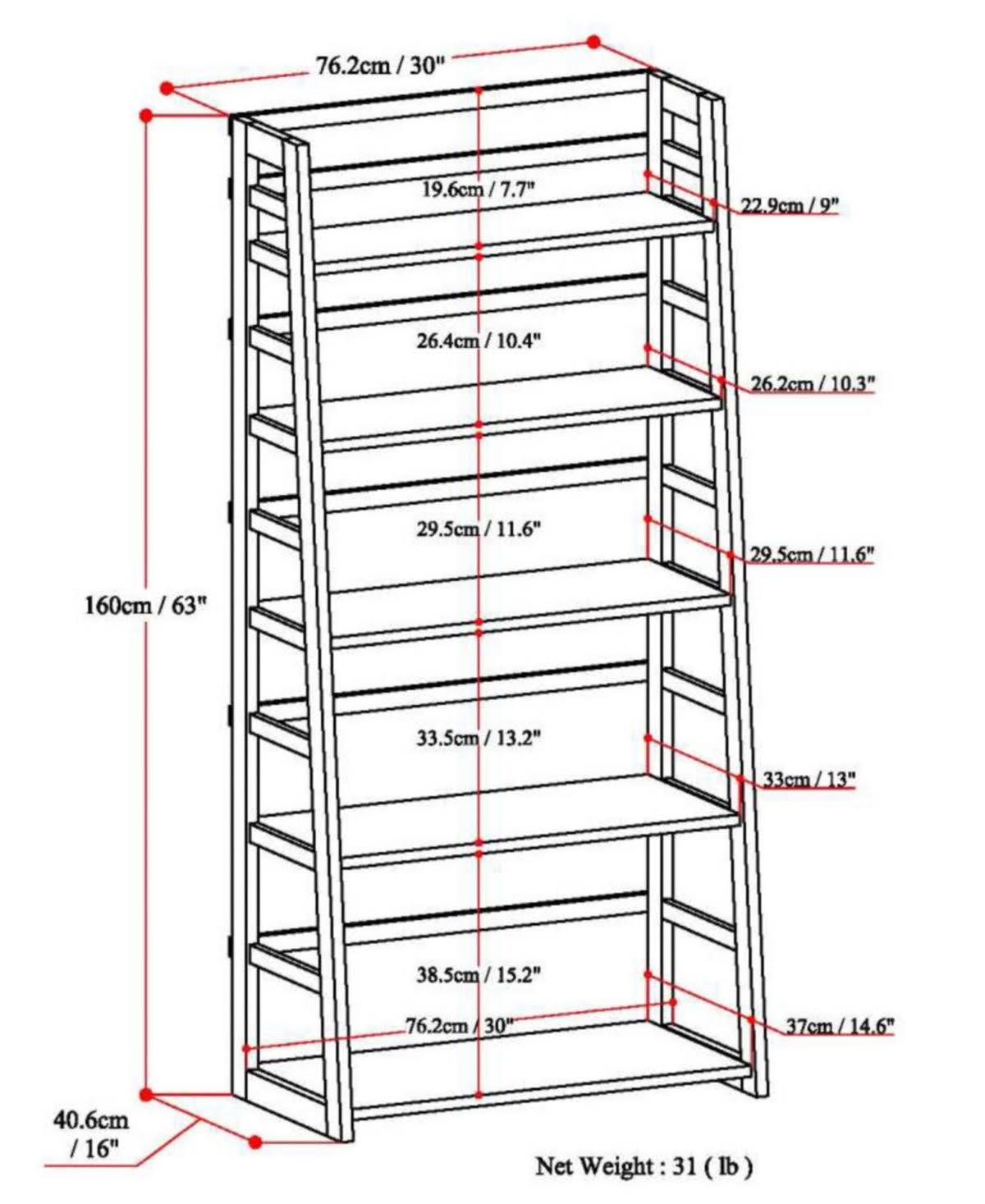 Acadian Ladder Shelf Bookcase - Farmhouse Grey