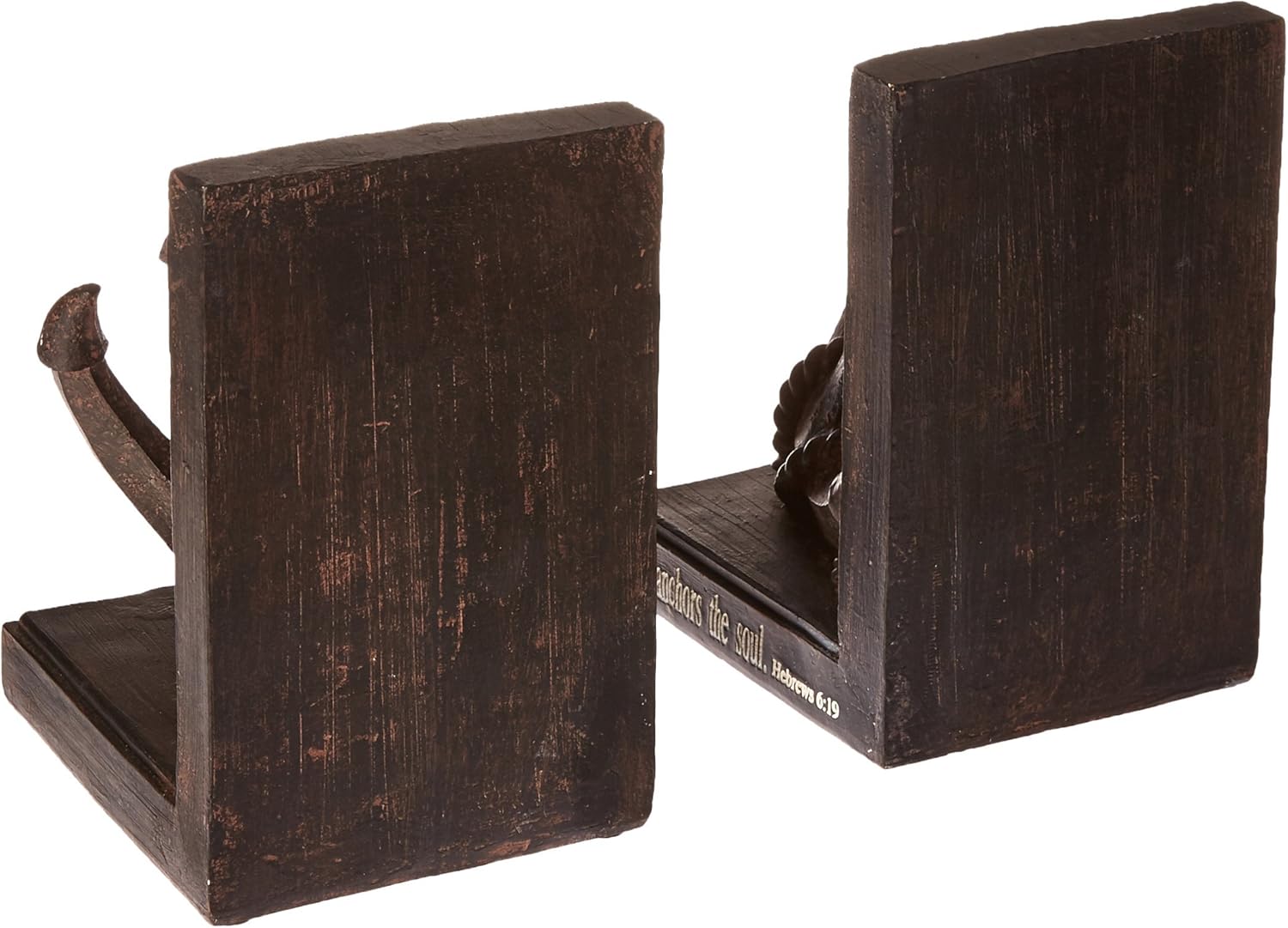 Roman Love Anchors Soul Anchor Textured Black 3.5 x 7 Resin Stone Bookends, Set of 2 Pack of 2