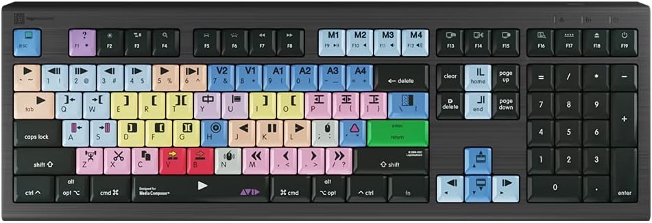 Logickeyboard Designed for AVID Media Composer Compatible with macOS -Astra 2 Backlit Keyboard # LKB-MCOM4-A2M-US (Renewed)