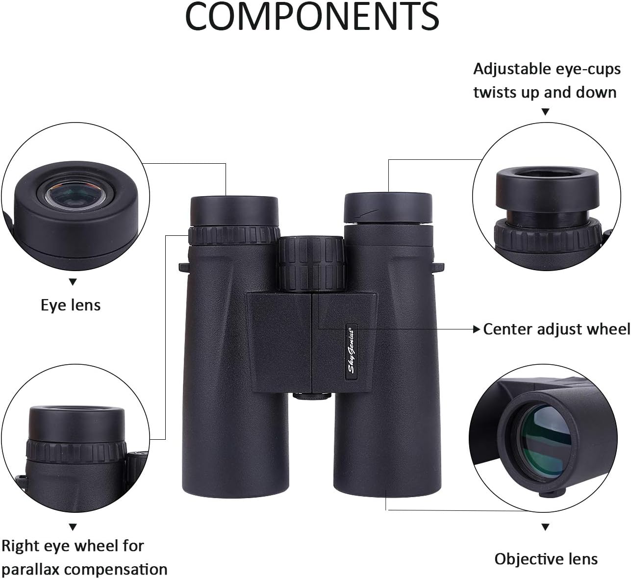 SkyGenius 10x42 Binoculars for Adults, Quick Focus Binoculars Full-Multi Coated Film Lens, 1.10Ib Lightweight Binoculars for Bird Watching Hunting Outdoor Activities
