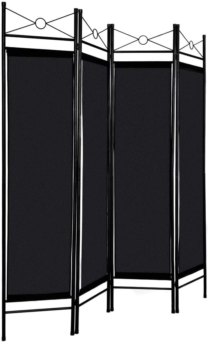 Squareful 4-Panel Room Divider, 6ft Folding Freestanding Screen w/ Steel Frame & Fabric Surface, Portable Privacy Partition for Home Office, Brown