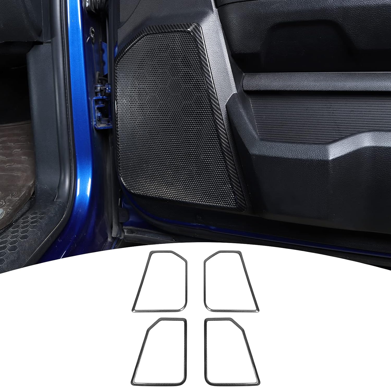4PCS Car Interior Door Speaker Cover Trim for 2010-2017 Dodge Ram (carbon fiber) Pack of 2