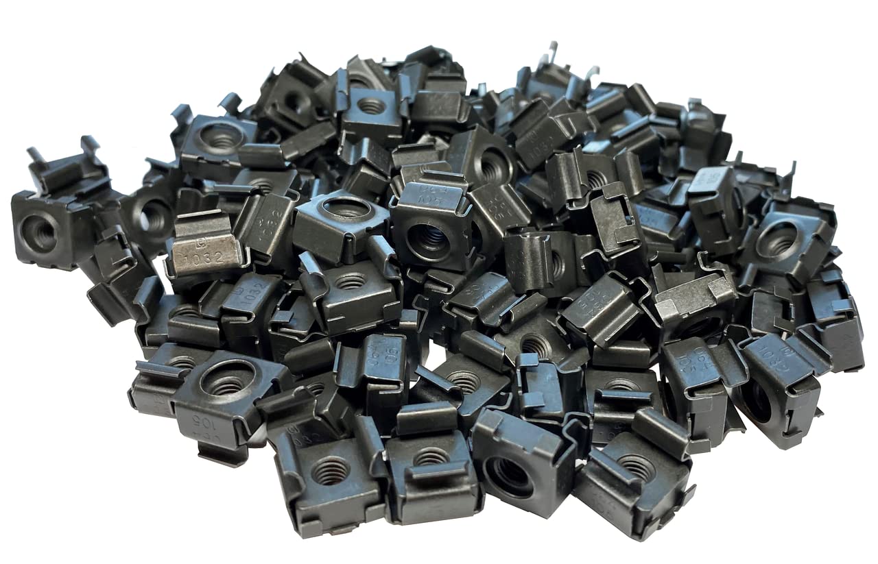 RackGold Black 10-32 Cage Nuts, 100 Pack