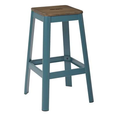 Achilles Bar u0026 Counter Stool Breakwater Bay Frame Color: Teal, Seat Color: Darkwood, Seat Height: Bar Stool (29.5x22 Seat He