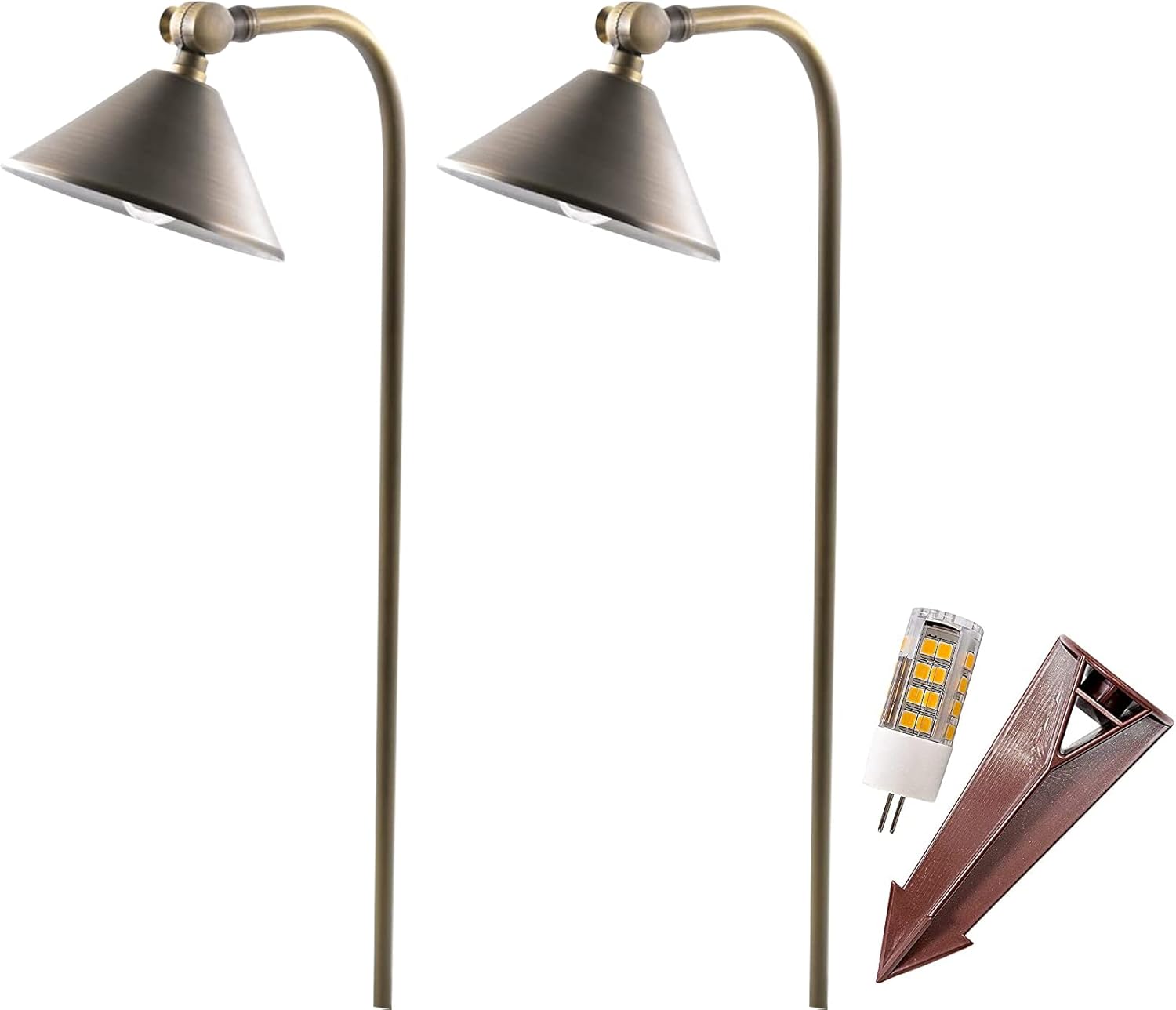 MIK Solutions LED Pathway 127 Landscape Light 12V Brass Low Voltage 3W G4 LED Light Bulb Warm White Included Outdoor Mushroom Security Garden Patio Area Light Beautiful Bright Long Lasting (2 Pack)