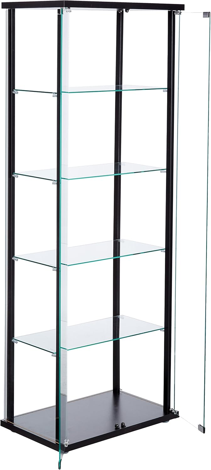 COASTER 5-Shelf Glass Curio Cabinet Black and Clear