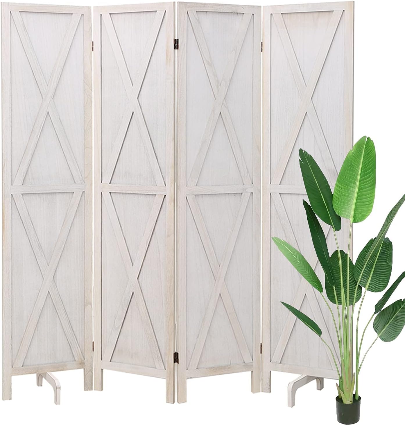 ECOMEX 4 Panel Room Divider, 5.8 Ft Tall Room Screen Divider Freestanding Privacy Wall Room Divider, Room Dividers and Folding Privacy Screens (Brown)&hellip;
