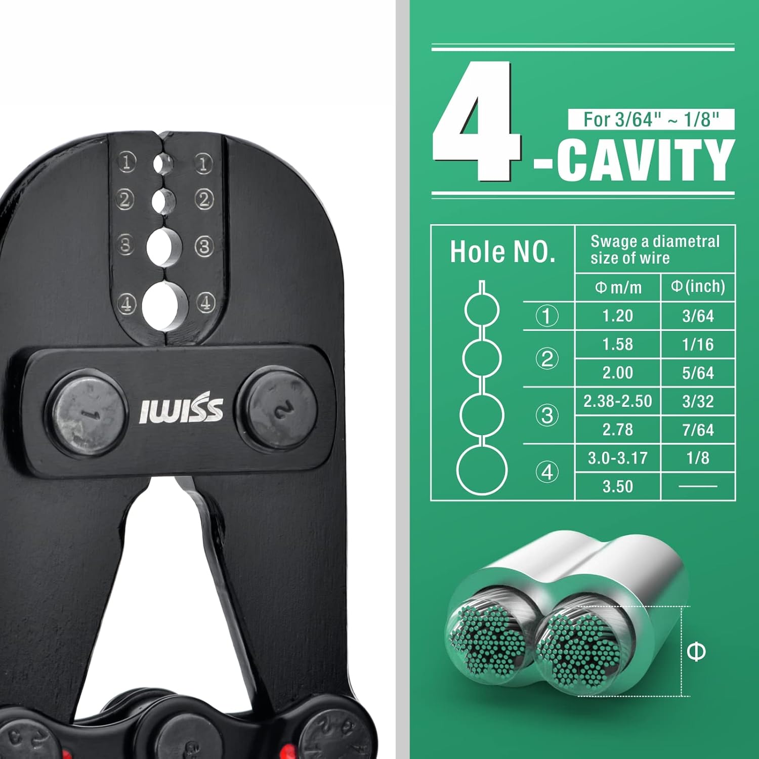 IWISS Wire Rope Crimping Tool for Aluminum Oval Sleeves,Stop Sleeves,Crimp Ferrules,Crimping Loop sleeve From 3/64-inch to 1/8-inch -15 inch Length Pack of 2