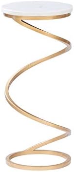 Powell Atlee Spiral Metal and Granite Drink Table in Black and Gold