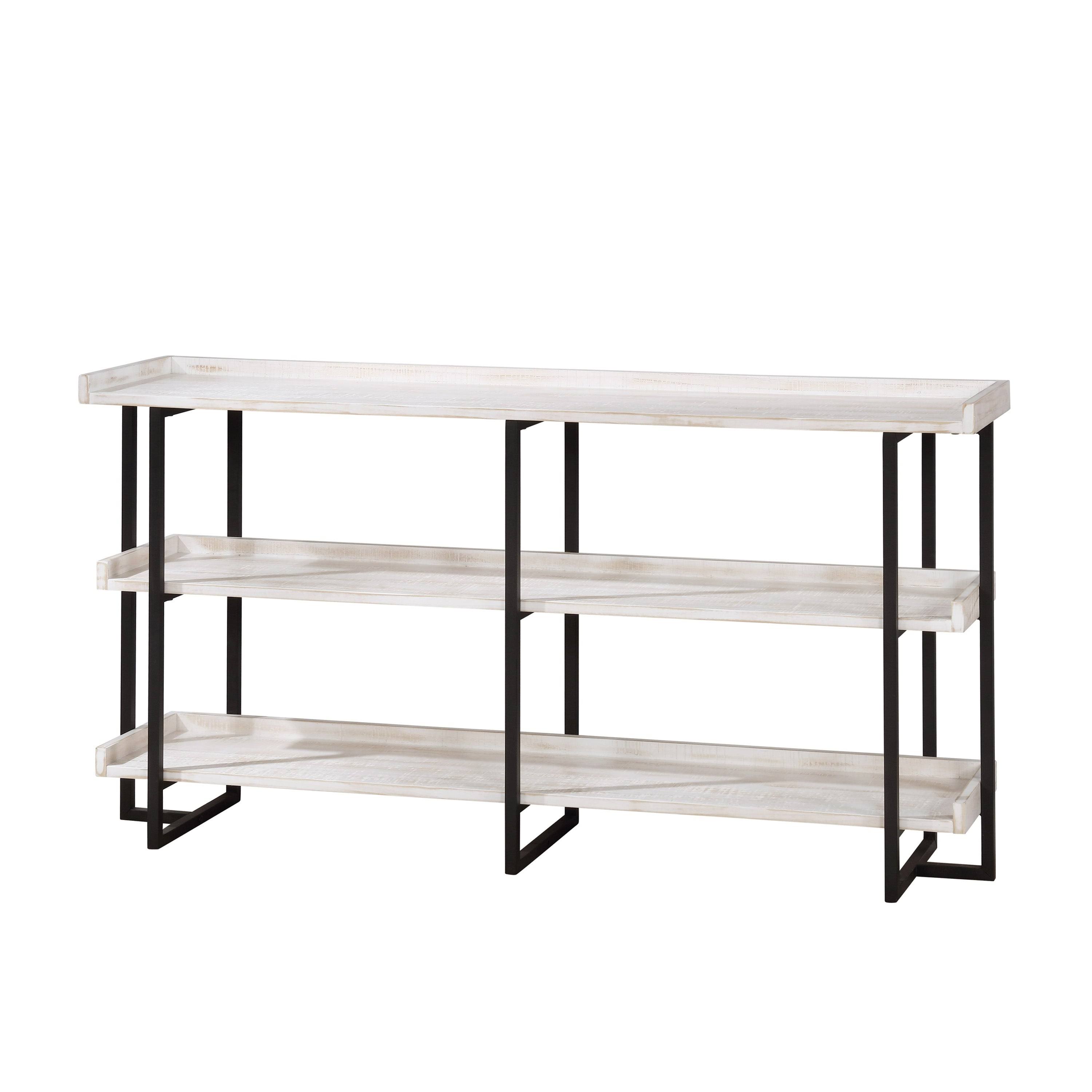 Furniture of America Atos Industrial Antique Finish Console Table - Antique White/Black