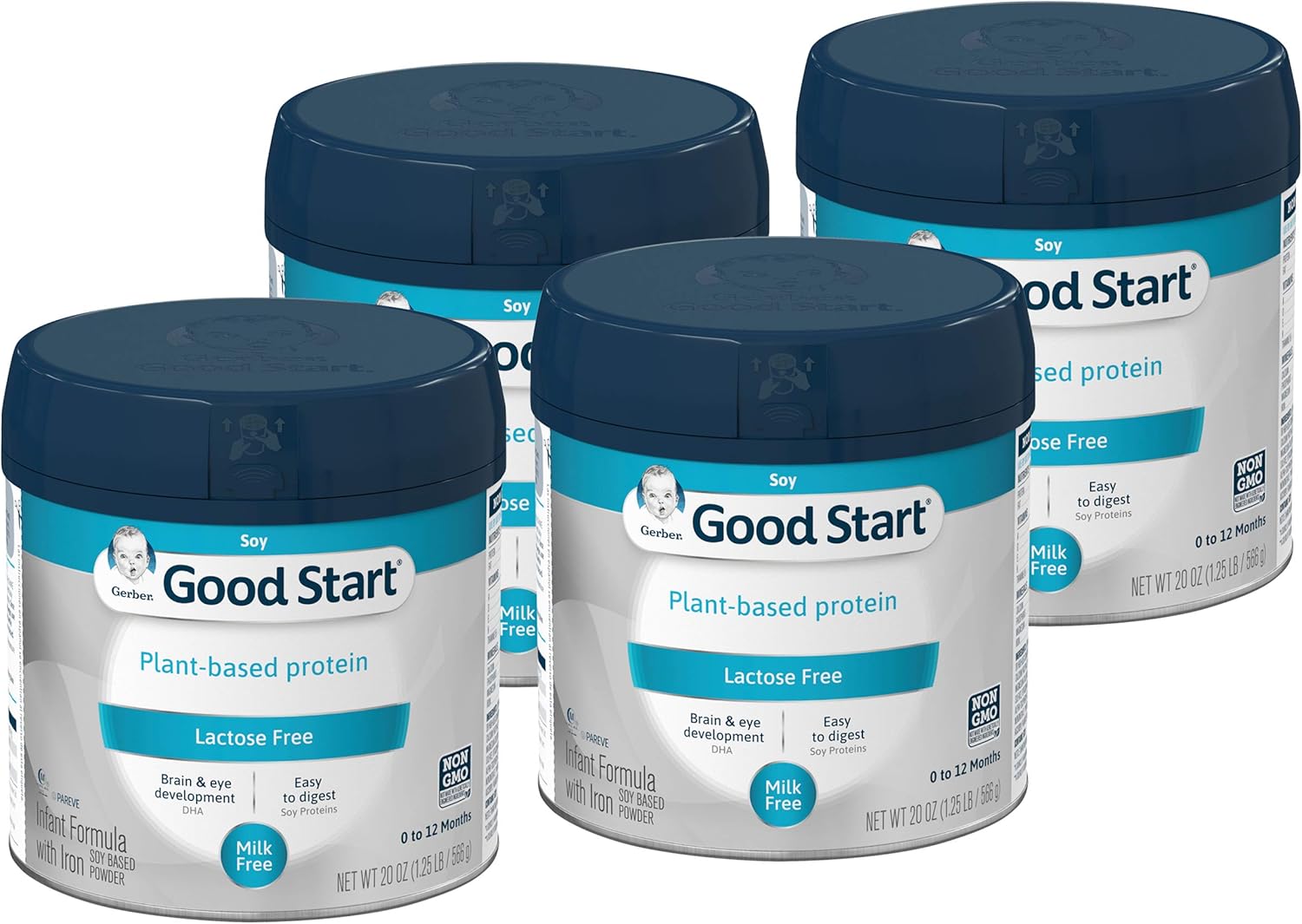Gerber Good Start Plant Based Protein & Lactose Free Non-GMO Powder Infant Formula, Stage 1, 4 Count