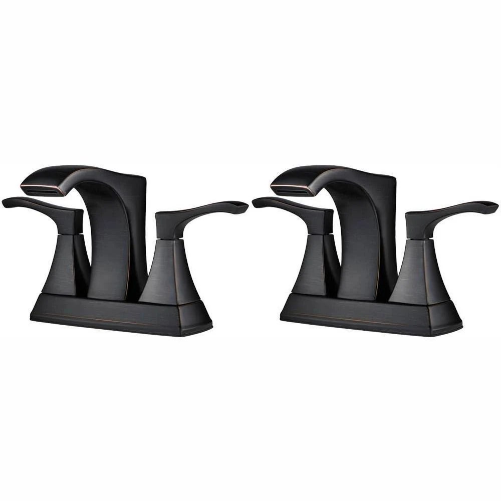 Pfister Venturi 4 in. Centerset 2-Handle Bathroom Faucet in Tuscan Bronze (2-Pack Combo) 127-100S