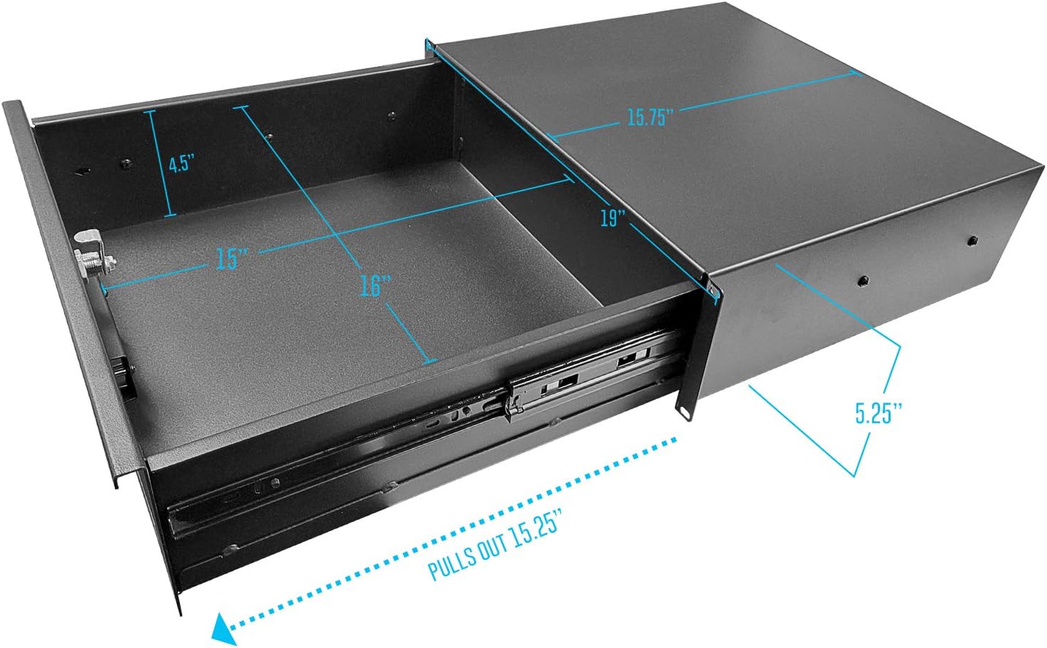AxcessAbles RKDRAWER3U 3U Universal Rack Mount Storage Drawer Compatible with All 19-Inch Rack-mount Systems and Server Cabinets. With Lock and Keys.