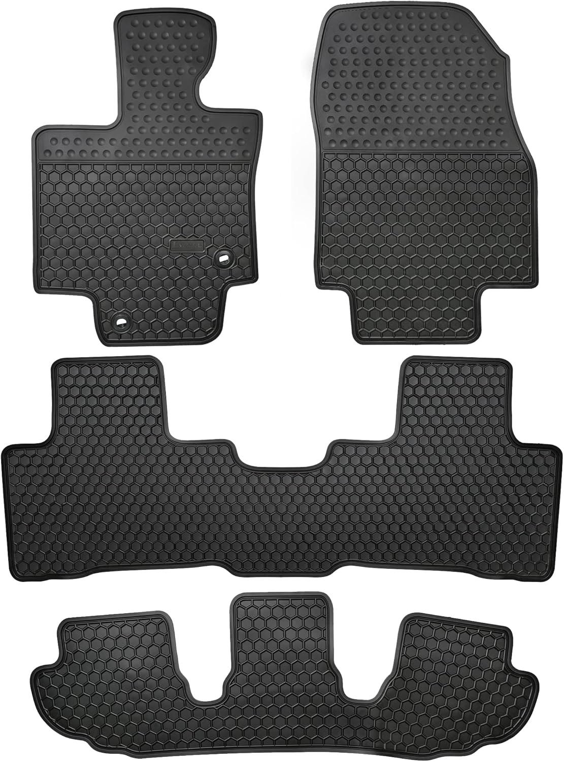 Lwope Car Floor Mats Custom Fit for 2020-2022 Toyota Highlander 7 Seats w/2nd Row Bench or Bucket Seats w/Center Console (No Hybrid) Black Rubber Auto Liner Mats All Weather Protection, Black