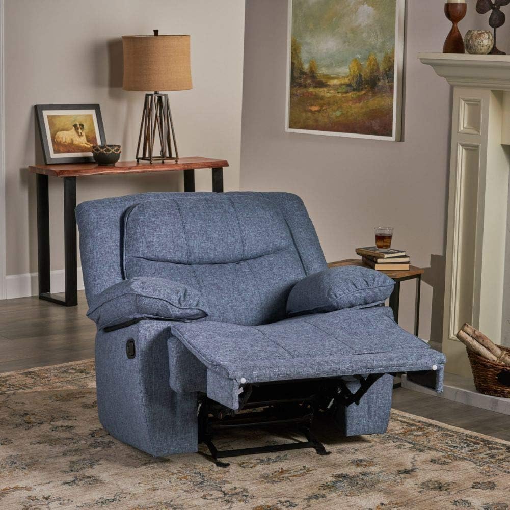 Christopher Knight Home Glider Recliner, Navy Blue Tweed, Black