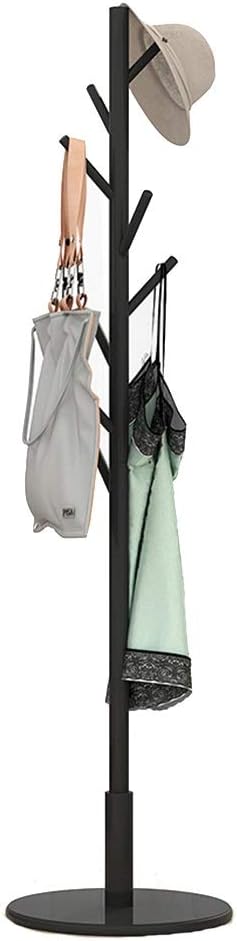 COAT RACK Vertical Disc Base Tree Hook Household Wood Single Rod Hanger (Color : Beige)